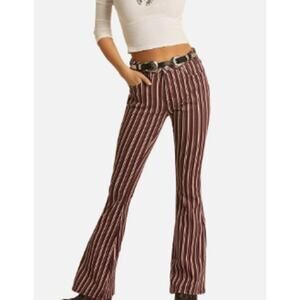 Rock & Roll NWT Red Pinstripe High Rise Flare Jean Size 27